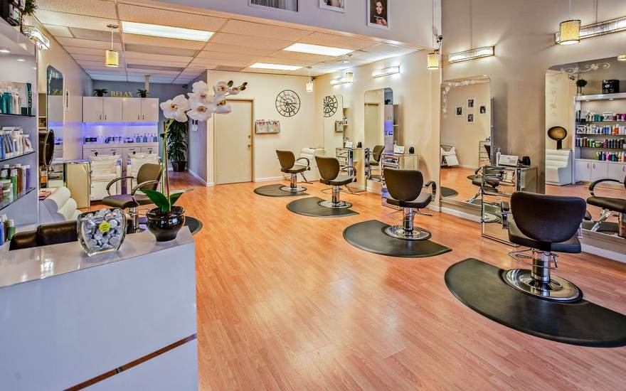 Web design for salons and barbershops, shown with a salon interior